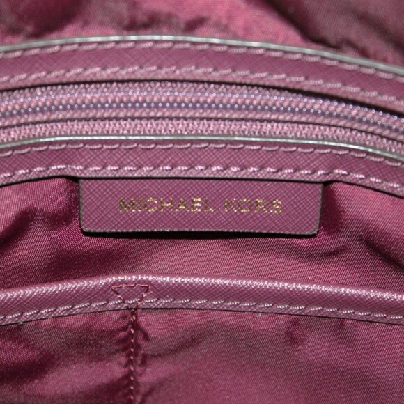 Michael Kors Jet Set Burgundy Nylon Tote Bag Leather Trim Travel Carry-On Sleeve - Picture 8 of 9